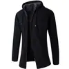 Nuevo Suéter de Punto Grueso con Forro Polar para Hombre Otoño e Invierno 2024 Suéter de Longitud Media Abrigo para Hombre Cárdigan Juvenil