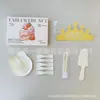 Caixa de presente com conjunto de louças de aniversário, conjunto de cinco peças, pratos de papel para padarias e confeitarias, combinação de talheres e pratos descartáveis