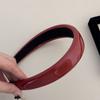 Ancolola Vermelho e Branco Estilo Ocidental Retro Borgonha Couro PU Headband Feminino Alta Pressão Caveira Cabelo Headband Grampo de Cabelo Acessórios para Cabelo