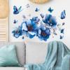 Adesivo de Parede Decorativo Criativo Fantasia Azul Floral Borboleta Entrada Banheiro Fundo Transfronteiriço Amazon Atacado