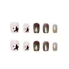10 Piezas de Uñas Manicura Estrella Maillard Codificadas, Parches Blanqueadores Simples para Uñas, Uñas Portátiles Hechas a Mano Ojo de Gato