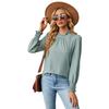 Ropa de mujer transfronteriza de Europa y Estados Unidos 2023 Amazon temu otoño e invierno Nueva camiseta de encaje con cuello de encaje, manga farol, holgada y plisada para mujer