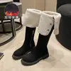 Botas largas plegables de doble uso para mujer, nuevas botas largas Maillard de suela gruesa para primavera y otoño 2026, botas de montar de tubo alto retro con forro de vellón