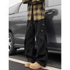 Pantalones Retro de Estilo Americano con Estrellas y Paracaídas para Niños Marca de Tendencia Moda Plisados Holgados de Pierna Ancha Rectos Pantalones Casuales
