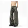 Pantalones de chándal holgados de pierna ancha con cordón para hombre y mujer, estilo suelto y relajado, cómodos, de moda americana, versátiles pantalones casuales de pierna recta