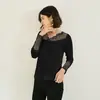 Suéter de Color Sólido de Manga Larga para Verano Ajustado Largo Elegante para Viajar Cuello Alto Corto Mediano Largo Negro Ropa para Mujer Estilo Japonés