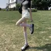Shorts de Mezclilla Blancos para Mujer 2025 Verano Nuevos Delgados de Cintura Alta Elásticos Ajustados Sexy Chica Caliente que Cubren la Cadera Hot Pants