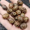 Cuentas Dzi de Ágata Esmerilada de Tres Ojos, Cuentas de Arroz, Cuentas Sueltas de Jade, Hilos Marrones, Accesorios de Joyería con Paspartú Ovalado