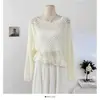 Suéter de Punto Coreano Reductor de Edad con Cortes de Manga Larga y Cuello Redondo para Mujer en Otoño, Nuevo Estilo, Estilo Perezoso, Blusa Superior Holgada en Capas para Mujer
