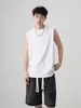 Directamente del fabricante: Chaleco de verano para hombre para uso al aire libre, baloncesto y fitness, de hombros anchos, color liso, sin mangas, camiseta de cuello redondo