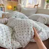 Conjunto de lençóis de cama de fio bouclé floral pequeno estilo pastoral super macio, lençol de algodão 100% novo, conjunto de três peças para dormitório estudantil 4