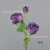 3 Cabeças de Flores de Seda Rosa Imperial para Decoração de Casa, Flores de Mesa para Casamento, Ornamentos Artificiais de Haste Única, Rosas Europeias Embrulhadas no Miolo para Venda por Atacado