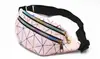 Riñonera deportiva multicapa de PU para exteriores con diseño de láser colorido y diamantes de imitación, de cuero brillante, para hombre y mujer