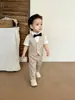 Terno Colete Infantil Gravata Borboleta Festa de Primeiro Aniversário de Bebê Traje Formal Menino Pequeno Pajem Anfitrião Traje Pequeno Conjunto Infantil