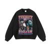 Suéter con capucha europeo y americano Hiphop Antiguo Estampado directo por aspersión Lavado Cuello pequeño para hombre Calle Hip Hop Marca de moda Sudadera larga
