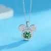 Colar de Prata 925 Esterlina com Moissanita Feminino Alto Padrão pt950 Platina Seiko Diamante Pingente Mickey Corrente de Clavícula Versátil