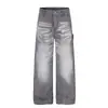 Jeans Lavados Vintage Retro Americano con Bigotes para Hombre y Mujer, Verano 2026 Pantalones Rectos Adelgazantes de Pierna Ancha hasta el Suelo