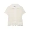 Ropa de Mujer al por Mayor Transfronteriza Estilo Europeo y Americano Ropa de Mujer de Moda Temperamento Borla Diseño Solapa Manga Corta Tejidos