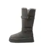 Primer Encuentro Ji Zeng Gao Uso Bidireccional Suela Gruesa Peludo Más Terciopelo Engrosado Cálido Zapatos de Algodón Gris Botas de Nieve de Caña Alta Mujer Invierno Nuevo Estilo