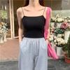 Camisola de Seda Gelo Feminina Interior Vestindo Design Senso Nicho Exterior Vestindo Base Sem Traços Belas Costas Slim-fit Curto Hot Girl Top
