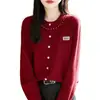 Guangzhou Treze Linhas Liquidação de Marca Moda Coreana Cardigã Tricotado de Lã com Pérolas Cor Sólida Versátil Top Feminino