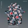 Camisa Floral de Manga Curta de Verão Estilo Japonês Ins Moda Hong Kong Retrô Cool Havaiana Praia Tendência Casal Camisa Solta