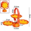 Cesta de Frutas Dobrável de Rattan Sintético de Camada Dupla Cesta de Doces e Lanches Doméstica Cesta Trançada Criativa Suporte de Exibição para Chá da Tarde