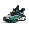 Zapatillas Deportivas para Niños Mayores con Hebilla Giratoria, Nuevo Modelo de Primavera, Superficie de Cuero con Polar Añadido, Zapatos de Malla para Niños y Niñas