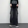 Comercio exterior marca de moda estilo Hong Kong retro holgado pierna ancha casual bolsillo grande ropa de trabajo mezclilla lavada pantalones de papá nuevos