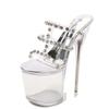 Sandalias de Tacón Alto Hentian Europeas y Americanas 20 cm Zapatos de Cristal para Mujer Tacones Finos de Sauce Zapatos Romanos Aliexpress Comercio Exterior Talla Grande Tacones Altos