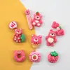 Popular Set de Diez Piezas de Accesorios de Resina para Manualidades, Pequeños Adornos de Oso Fresa de Dibujos Animados, Materiales para Fundas de Teléfono, Parches para Pasadores de Pelo, Decoraciones para Zapatos y Sombreros