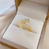[Chapado en Oro Real] Anillo de Lujo Ligero de Moda de Estrella de Cinco Puntas Abierta Micro-incrustado Anillo para Dedo de Comida Estilo Frío Mismo Estilo de Celebridad de Internet