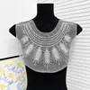 Indústria Pesada Pena Pérola Strass Gola Falsa Renda Bordada Gola Flor Vestido de Noiva Vestido de Festa Xale Gola Falsa Tecido para Roupa Patch Decoração