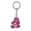 Colgante de llave de oso arcoíris al por mayor del fabricante hecho de material de goma suave de PVC, llavero grabado DIY accesorio pequeño de alta gama