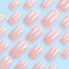 Manicura Francesa Rosa Nude de Venta Caliente Transfronteriza, Suave Elegante, Uñas Portátiles Planas Largas, Juego de 24 Parches de Uñas Postizas