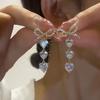 Pendientes de circonita con forma de lazo para mujer, ligeros, de lujo, de nicho, diseño único, de alta gama, pendientes explosivos 2024