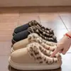 Pantuflas de Algodón para Mujer 2026 Nuevo Estampado de Leopardo para Interiores, Hogar, Exteriores, Suela Gruesa, Elevadoras, Felpa, Media Cubierta, Pantuflas de Invierno para Dama