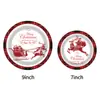 Nuevo Patrón de Cuadros Rojos Tema de Renos Suministros para Fiesta Navideña Vajilla Desechable Juego de Platos de Papel Venta al por Mayor de Fábrica