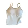Camisola balletística delicada e sexy com renda emendada, versátil com bojos embutidos, top de alça fino estilo coreano para usar como outer or underwear