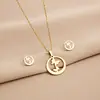 Conjunto de Brincos Corrente de Clavícula Coração Geométrico Estilo Metal Personalizado Europeu e Americano Design de Aço Inoxidável Transfronteiriço Colar da Moda