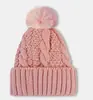Novo Chapéu de Tricô Versátil Quente Europeu e Americano Cor Sólida Chapéus de Tricô Chapéus Femininos Forrados com Fleece Transfronteiriço
