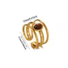 Anel de pedra olho de tigre mais vendido internacionalmente, anel aberto irregular martelado com franja vintage e sol, luxo leve e elegante, disponível para dropshipping