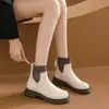 Botines tipo calcetín gruesos de moda estilo británico, Botas tipo Dr. Martens con forro de polar, Nuevos botines Chelsea otoño/invierno 2026, Botas de algodón elegantes para mujer