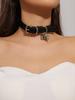 Collar de encaje vintage con diseño de tarjeta Machi, cadena de clavícula de cristal negro exagerada con personalidad para mujer, collar de cadena