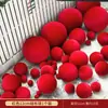 Natal Vinho Veludo Vermelho Bola Loja Decoração Enfeites Pendurados Loja da Moda Ponto de Foto Shopping Montagem de Cena Festiva Decoração