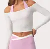 Camiseta de Manga Larga Asimétrica Transfronteriza para Mujer, Nueva Ropa Deportiva Ajustada de Manga Larga para Entrenamiento de Pilates, Tops de Yoga para Mujer