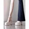 Zapatos Mary Jane para Mujer Modelo Nuevo 2026 con Hebilla, Plataforma, Corte Lateral, Adecuados para Faldas, Tacones Altos Negros para Mujer de Primavera y Otoño