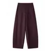 Pantalones de Trabajo de Algodón Color Oro Titanio con Dobladillo Curvo Pierna Recta para Mujer 2026 Nuevo Otoño Persona Baja Popular Este Año Pantalones de Pierna Ancha