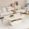 Estilo cor creme apartamento pequeno e médio luz de luxo moderno oval pedra sinterizada celebridade da internet mesa de centro mesa de alta qualidade sala de estar armário de TV