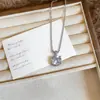 Brincos Redondos de Zircônia Super Brilhantes, Conjunto de Colar e Anel Exclusivo de Alta Qualidade, Conjunto de Joias Simples e Versátil para Mulheres